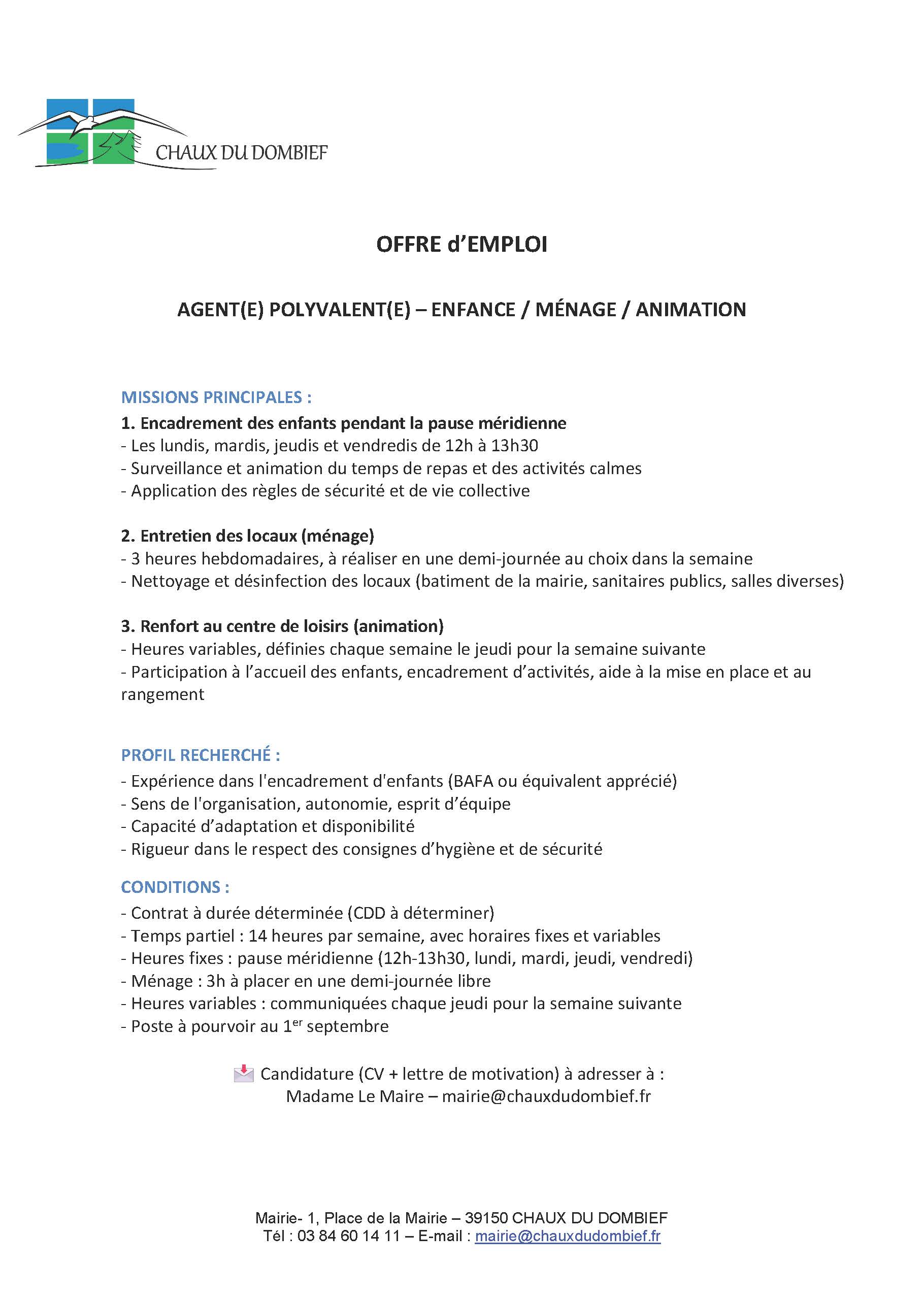 La Chaux-du-Dombief recrute